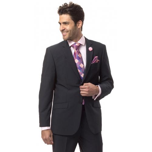 E. J. Samuel Navy Solid Slim Fit Suit 18005